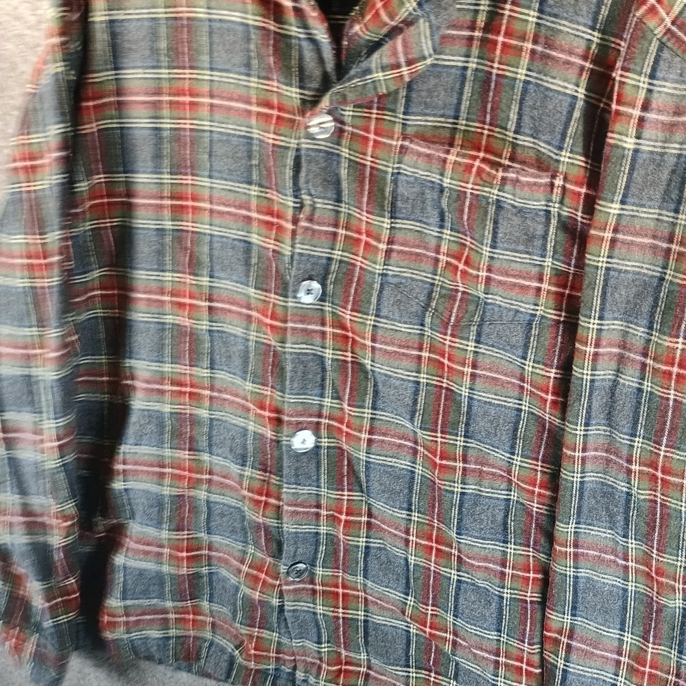 LL Bean Scotch Plaid Flannel Pajama Shirt Mens L Plaid Pocket Lightweight - Picture 5 of 10